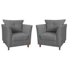 Imagem de Combo 02 Poltronas Decorativa Isis Pés de Madeira Suede  - ds Estofados