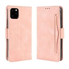 Imagem de GSYH Capa flip para iPhone 13 Mini/13/13 Pro/13 Pro Max, capa carteira de couro legítimo slots para cartão Kickstand TPU à prova de choque capa protetora magnética fólio capa, rosa, 13 Mini 5,4 polegadas