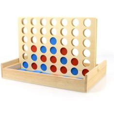 Imagem de Wooden 4 em um Jogo de Linha, iRunning Foldable Board Line Up 4 Jogo, Clássico Brinquedo de Família, Jogo de Tabuleiro de Viagem para Crianças e Famíl