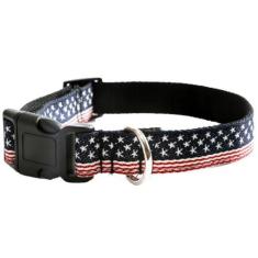 Imagem de Coleira para cães com bandeira americana patriótica – ajustável, durável e duradoura | Design amplo sem asfixia para cães grandes, médios e pequenos | Coleira para cães dos EUA com estrelas e listras