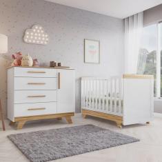Imagem de Quarto de Bebê com Cômoda e Berço 100% Mdf Jolie Retrô Espresso Móveis