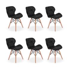 Imagem de Kit 06 Cadeiras Charles Eames Eiffel Slim Wood 