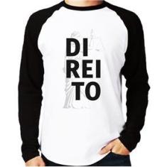 Imagem de Camiseta Raglan Direito Estudante Manga Longa - Foca Na Moda
