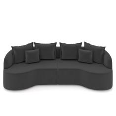 Imagem de Sofá 3 Lugares 230cm Orgânico Quito K04 Veludo Cinza Escuro - Mpozenato