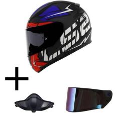 Imagem de Capacete LS2 FF353 Rapid Cromo Preto Azul e Vermelho Mais Viseira Cama