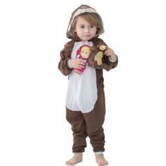 Imagem de Pijama Infantil Macacão Kigurumi Fantasia Urso Marrom - anjo da mamãe,