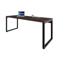 Imagem de Mesa de Escritório Retangular Miguel Marrom Escuro e Preta 190 cm