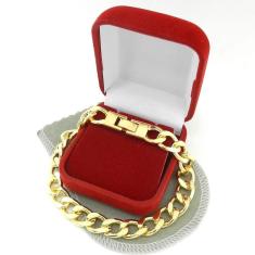 Imagem de Pulseira Masculina 19cm 1cm Largura Folheada Ouro PL213