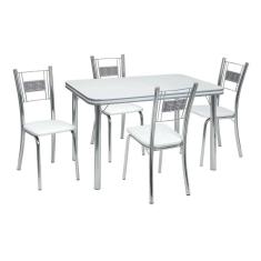 Imagem de Conjunto de Mesa com 4 Cadeiras Mirela Branco e Cromado