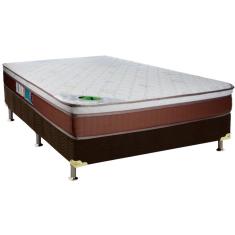 Imagem de Cama Box Casal: Colchão Molas MasterPocket Ensacadas Luckspuma Caribe + Base crc Suede Brown(138x188)
