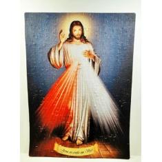 Imagem de Quebra-Cabeça Religioso Jesus Misericordioso de 500 peças em Madeira