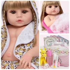 Imagem de Boneca Reborn Loira Girafinha Corpo 100% Vinil Com Bolsa - Cegonha Reb