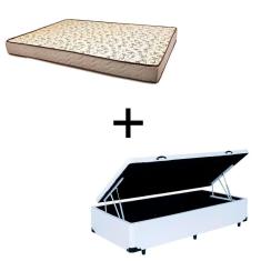 Imagem de Cama Box Baú Solteiro 88 Tecido Sintético Branco Com Colchão 88 Flórida Bello Box - 100% Espuma - D26 Cinza