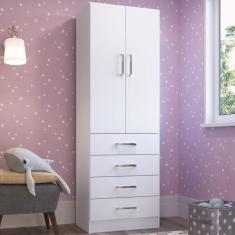 Imagem de Guarda-roupa Solteiro 2 Portas 4 Gavetas Branco 2034 - Percasa