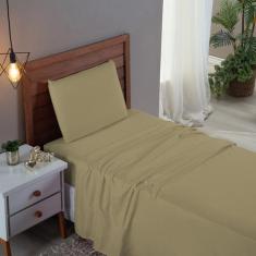 Imagem de Kit Roupa Cama Solteiro 100% Algodão 3 Peças Percal 300 Fios Hotel Pou