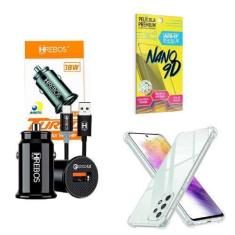 Imagem de Carregador Veicular Com Capinha Samsung A73 + Película 9D - Hrebos