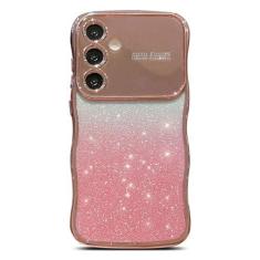 Imagem de phylla Capa de telefone para Samsung Galaxy S24+ Plus 5g 6,7 polegadas para mulheres linda moldura ondulada formato encaracolado com brilho gradiente capa de cartão revestimento luxuoso proteção de