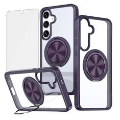 Imagem de Asuwish Capa de celular para Samsung Galaxy S24 Plus S24+ 5G com protetor de tela de vidro temperado, capa transparente e fina, suporte magnético, suporte de anel protetor S24plus 24S + S 24 24+