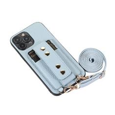 Imagem de Capa de carteira com cordão transversal para pulseira de rebite para iPhone 11 13 12 11pro 14 pro 12pro max capa para porta-cartão x xr xs, azul, para iphone 13ProMax