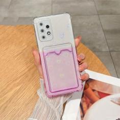 Imagem de Luxo Gradient Aurora Slot para cartão Love Heart Silicone Case para Samsung Galaxy S22 S23 Ultra S20 FE S21 Plus A12 A32 A52S A53 A33, AiXin Purple, para A51 4G