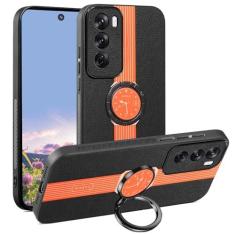 Imagem de Kainevy Capa para Oppo Reno 12 Pro, capa de couro de silicone com suporte de anel de metal, capa preta, capa para celular Oppo Reno 12 Pro, magnética, fina, elegante, bonita à prova de choque, capa