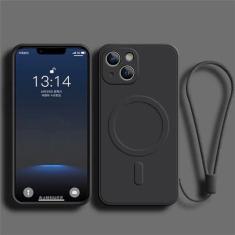 Imagem de Capa de silicone líquido para iphone 15 11 13 12 14 pro max xr xs plus telefone magnético capa de carregamento sem fio, preto, para iphone 15