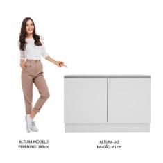 Imagem de Balcão Gabinete de Pia Armário de Cozinha 120 cm 2 Portas Branco Glamy