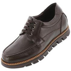 Imagem de CALTO Sapatos masculinos invisíveis que aumentam a altura – Sapatos casuais de couro de grão de seixo com cadarço – 7,6 cm mais alto, Marrom escuro, 38