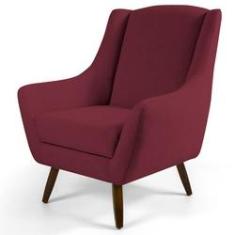 Imagem de Poltrona Decorativa Sala de Estar Juliet Pés de Madeira B-278 Veludo Marsala - Domi