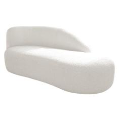 Imagem de Divã Recamier Curvo Luna 160cm Lado Direito Bouclé - Amarena Móveis Cor Branco