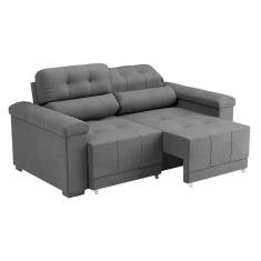 Imagem de Sofá 3 Lugares Retrátil e Reclinável Smart Suede Cinza