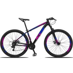 Imagem de Bicicleta Aro 29 Ksw 27V Trava/K7 17&quot; Preto/Azul E Rosa