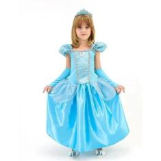 Imagem de Fantasia Infantil Bela Cinderela Aurora Sofia Luvas E Coroa - festa lu
