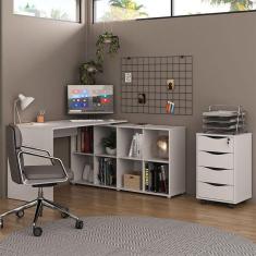 Imagem de Mesa de Escritório em L Nero com Gaveteiro Bit 4 GV Branca