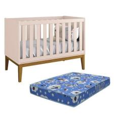 Imagem de Berço Mini Cama Classic Rosa Fosco Pés Amadeirado com Colchão D18 - Re