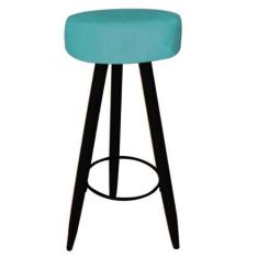 Imagem de Kit 02 Banqueta Alta Flora Pés Palito em Madeira Preto  Bar Bistrô Coz