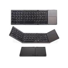 Imagem de Teclado sem fio BT Teclado dobrável Teclado portátil ultra fino BT com touchpad para Windows/Android/iOS cinza