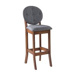 Imagem de Banqueta Alta Estofada com Encosto Florence 113 x 36 Cm Madeira Maciça Linho Cinza L55 - RMI