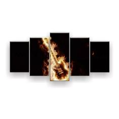 Imagem de Quadro Decorativo Guitarra Em Chamas 129x61 Sala Quarto