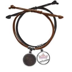 Imagem de DIYthinker Pulseira de couro preto design abstrato corda corrente de mão pulseira princesa pulseira de couro