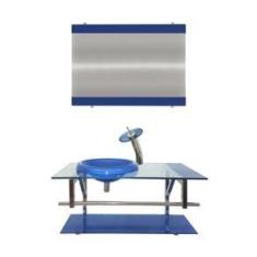 Imagem de Gabinete De Vidro 90Cm Iq Inox Com Cuba Chapéu Redonda -  Escuro