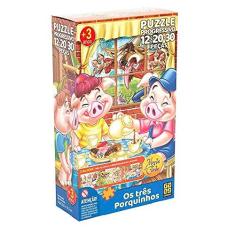 Imagem de Quebra-cabeça Progressivo Monte e Conte Três Porquinhos - Grow
