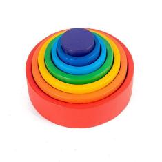 Imagem de Quebra-cabeça infantil de madeira Arco-íris colorido para crianças criativas arco-íris blocos montessori crianças de brinquedo educacional