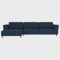 Imagem de Sofá 350cm com Chaise Esquerda Franz Suede Azul G52 - Gran Belo
