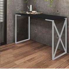 Imagem de Mesa Escrivaninha Bex Industrial Escritório Ferro Cinza MDF Preto - Ahz Móveis