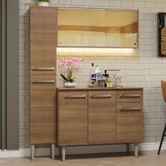 Imagem de Armário De Cozinha Compacta 137cm Rustic Emilly Madesa 06 Rustic