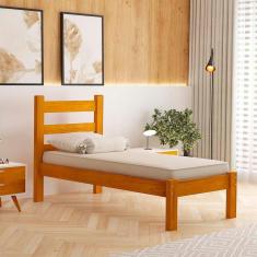 Imagem de Cama Reforçada Em Madeira Maciça Com Colchão Solteiro Marrom Georgia Shop Jm
