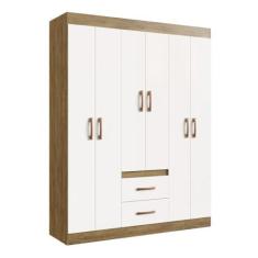Imagem de Guarda-roupa 30206 6 Portas 2 Gavetas 2 Prateleiras Rivera Off White/Nogueira