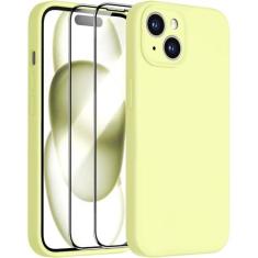 Imagem de Dssairo Compatível com capa para iPhone 15, silicone líquido atualizado, com 2 protetores de tela [proteção aprimorada da câmera][forro de microfibra macio resistente a arranhões] Capas de telefone