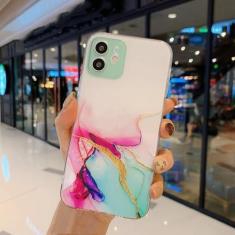 Imagem de Capa de telefone com pintura em aquarela para iPhone 15 14 13 Pro Max 12 Mini 11 X XR XS 7 8 Plus SE 2020 Capa macia transparente de mármore, rosa vermelha, para iPhone xs